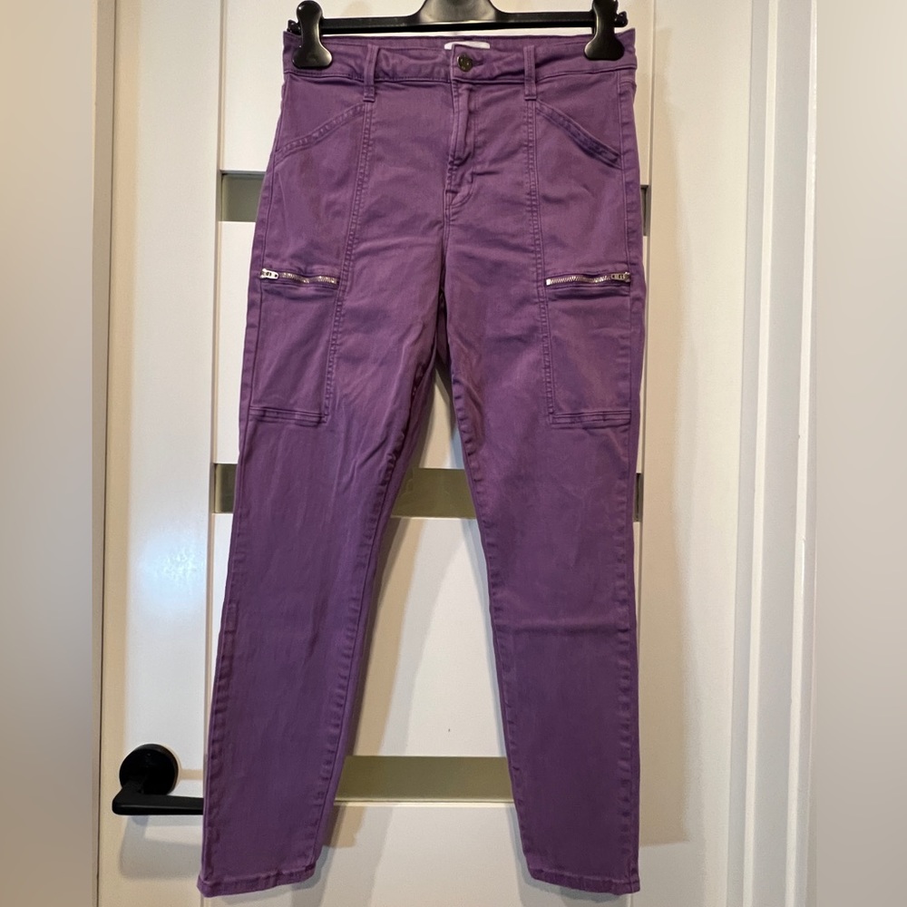 Pistola Hannah Skinny Moto Stretch Six-Pocket Ankle Cargo Jeans Purple 29